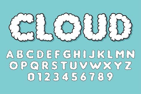 Alphabet cloud bubble cute typography se... | Premium Vector #Freepik #vector #background #design #texture #cloud Bubble Typography, Fonts Bubble, Typography Design Alphabet, Cloud Typography, Cloud Bubble, Graffiti Alphabet Styles, Cartoon Alphabet, Edgy Fonts, Alfabet Font