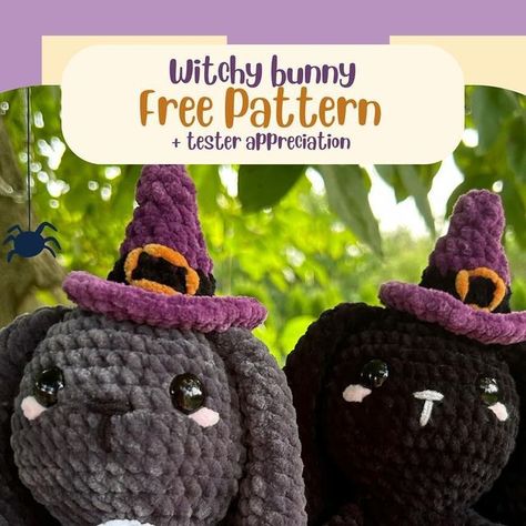 Olivia on Instagram: "WITCHY BUNNY FREE PATTERN 🎃🖤 I hope you will enjoy this pattern!! 💝 Please make sure you tag me if you make your own bunny 🖤 ⭐️ Do not copy, redistribute or sell this pattern ⭐️But you may sell the finished product ⭐️Of course you can modify this pattern! Likes, shares, saves and comments are greatly appreciated ❤️‍🩹 tags: #halloween #crochethalloween #crochetaddict #crochetpattern #crochetfreepattern #freepattern #handmade #testercall #testerappreciation #crochetpl