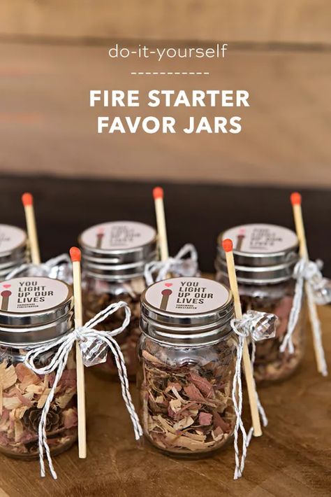 Diy Fire Starter, Homemade Fire Starters, Fire Starters Diy, Wedding Favour Jars, Favour Jars, Creative Wedding Favors, Inexpensive Wedding Favors, Boda Diy, Elegant Wedding Favors