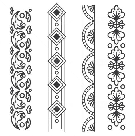 Geometric Border Pattern, Ikat Painting, Bandana Tattoo, Kolka Design, Easy Flower Drawings, Number Tiles, Wedding Card Frames, Doodle Pages, Stencils Printables