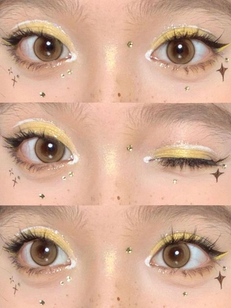 Yellow Eye Makeup, Funky Makeup, Maquillage On Fleek, Yellow Makeup, Cute Eye Makeup, Kawaii Makeup, Korean Eye Makeup, Ethereal Makeup, Eye Makeup Designs