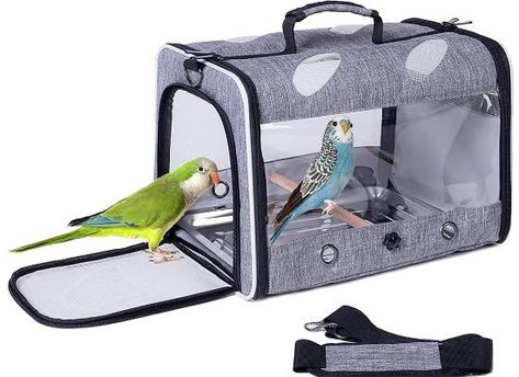 Breathable Bird Travel Carrier with Perch 🦜 Airline Approved Bird Travel Carrier, Bird Carrier, Ventilation Design, Travel Carrier, African Grey Parrot, Bird Watchers, Pocket Storage, Bird Cages, Storage Design