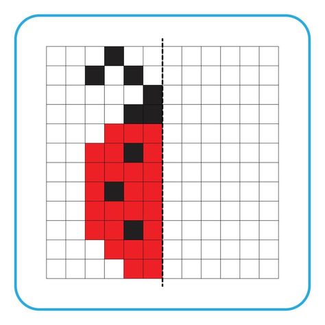 Pixel Art For Kids, Visual Perception Worksheets, Ladybugs Preschool, Ladybug Beetle, Symmetry Worksheets, Complete The Picture, Teaching Game, Preschool Planning, Free Preschool Worksheets