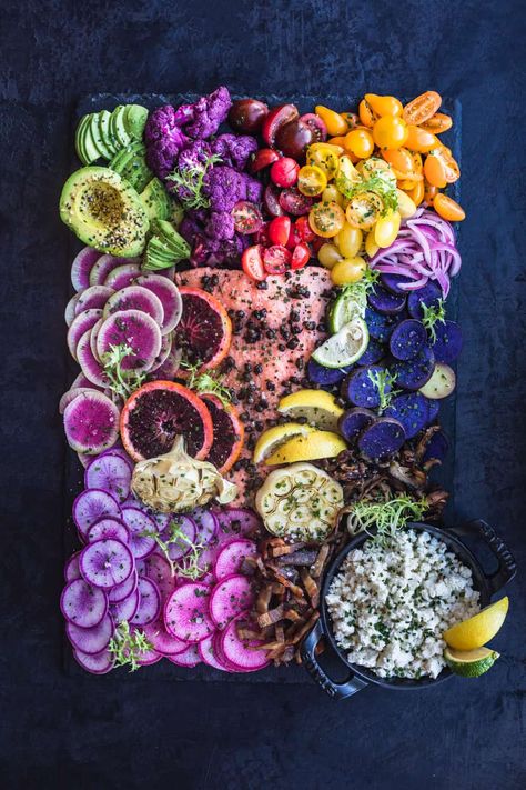 Salad Board, Party Salad, Salmon Platter, Rainbow Salad, Red Onion Relish, Business On Instagram, Salmon Dishes, Salmon Salad, Grazing Tables