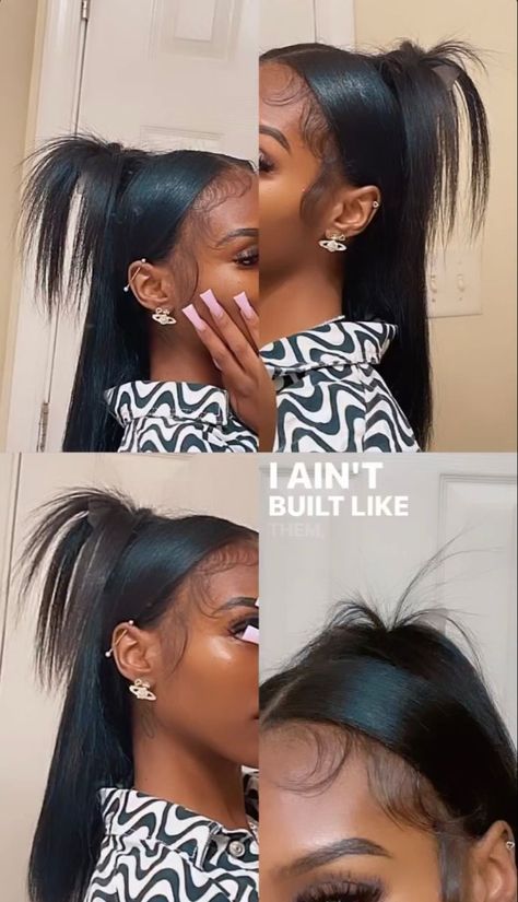 Tap In Hairstyles, Claw Clip Hairstyles Black Women Straight Hair, Easy Wig Styles, Flicked Out Hairstyles, V Part Wig Hairstyles, Styles For Straight Hair Black Women, Spiky Claw Clip Hair, Spiky Half Up Half Down, Easy Wig Hairstyles