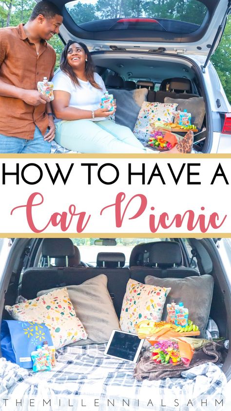 #AD Sharing three simple tips for having an easy car picnic date with your spouse on the blog. Be sure to grab a few @Skippy® Peanut Butter Squeeze Packs from your local @Walmart. #GoToYourSKIPPYPlace #skippypeanutbutterspread #skippysqueezepacks Backseat Car Picnic, Suv Picnic Date, Simple Picnic Date Ideas, Car Picnic Food, Car Picnic Ideas, Back Of Car Picnic, Car Picnic Date Ideas, Car Picnic Date, September Vibes