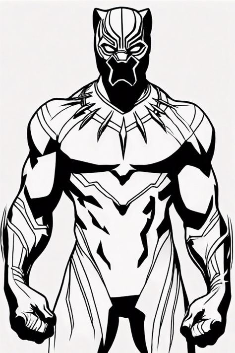 Get ready for some creative fun with this exciting Black Panther coloring page! Imagine transforming the mighty superhero into any style you want, from classic movie-inspired colors to your own wild imagination! Perfect for kids and adult fans alike, this adventure in coloring will unlock an explosion of artistry as you add your personal touch to each muscle and detail of his powerful suit Wild Imagination, Avengers Coloring Pages, Superhero Coloring Pages, Avengers Coloring, Batman Armor, Superhero Suits, Superhero Coloring, Super Hero Outfits, Colouring Techniques