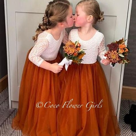 Three Quarter Sleeve Classic Bohemian Style Long Length Lace Flower Girl Bridesmaid Dress Burnt Orange Rustic Autumnal Bohemian Wedding - Etsy Fall Wedding Junior Bridesmaid Dresses, Navy Blue And Burnt Orange Bridesmaid Dresses, Fall Wedding Flower Girl Dress, Terracotta Flower Girl Dress, Burnt Orange Flower Girl Dresses, Autumn Wedding Bridesmaids, Burnt Orange And Burgundy Wedding, Autumn Bridesmaid Dresses, Fall Wedding Flower Girl