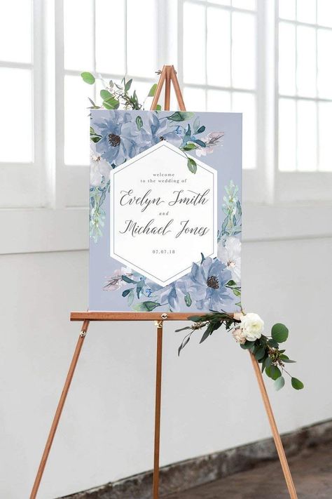 Dusty Blue Floral Wedding Welcome Sign, Wedding Reception Sign, Dusty Blue Wedding Sign Decor: Amazon.ca: Home & Kitchen Wedding Entrance Sign, Wedding Sign Decor, Blue Floral Wedding, Dusty Blue Wedding, Wedding Reception Signs, Printable Wedding Sign, Welcome Sign Template, Blue Wedding Flowers, Wedding Entrance