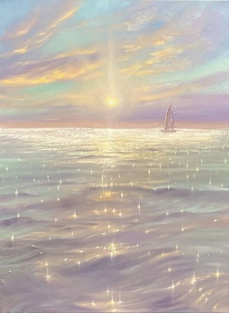 Image Nature, Sea Art, Ethereal Art, Pretty Wallpapers Backgrounds, Dreamy Art, Alam Yang Indah, Seascape Paintings, It Girl, Sailboats