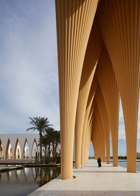 Studio Seilern Architects creates Gouna Festival Plaza in El Gouna Sand Architecture, Festival Plaza, Column Cladding, Building Columns, Ancient Egyptian Architecture, Egyptian Architecture, El Gouna, Architecture Antique, Architectural Columns