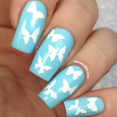 Ava Rae, Butterfly Decals, Faded Nails, Bella Nails, Butterfly Nail Designs, Long Nail Art, Pastel Nails Designs, Nail Vinyls, Butterfly Decal