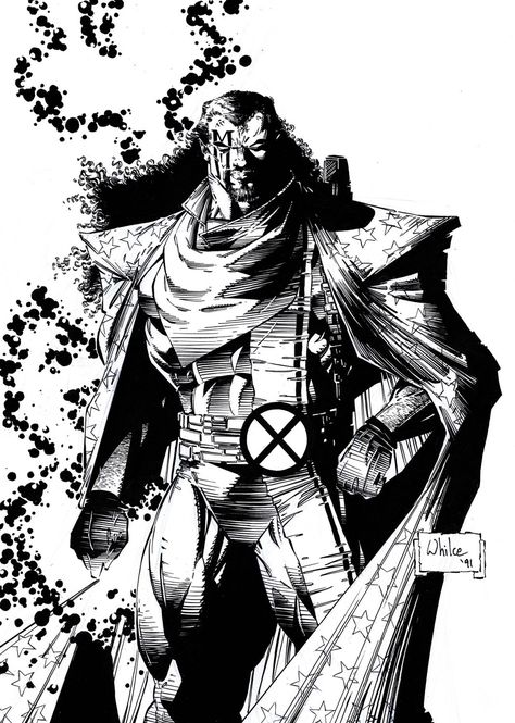 Bishop by Whilce Portacio Comic Book Storage, Black And White Comics, Comic Book Artwork, Ultimate Spiderman, Marvel Comic Character, Silver Surfer, Man Thing Marvel, Marvel Vs, Comic Book Covers