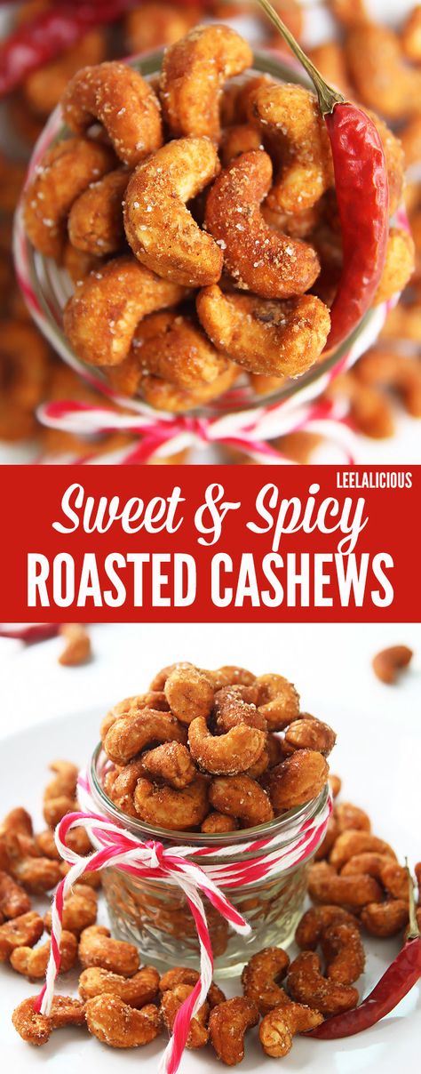 Sweet and Spicy Roasted Cashews are a delicious, wholesome snack for cooler weather. Honey and chili powder give the yummy cashews their sweet heat and crunchy coating. Cashew Recipes, Spicy Cashews, Wholesome Snacks, Nut Snacks, Snack Mix Recipes, Spicy Honey, Roasted Cashews, Sweet Heat, Nut Recipes