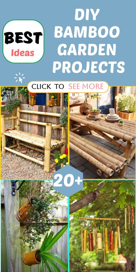 Enhance your outdoor sanctuary with the peaceful elegance of bamboo using our collection of creative DIY bamboo garden projects. Embrace the perfect fusion of nature and artistry as you construct stunning bamboo trellises, charming lanterns, and functional fences. Transform your garden into a tranquil oasis filled with Zen vibes and eco-conscious living. Explore sustainable gardening practices with these inspirational ideas for a more soothing and environmentally-friendly space. Bamboo Fences, Indoor Climbing Plants, Bamboo Bench, Diy Bamboo, Tire Garden, Cucumber Trellis, Bamboo Planter, Bamboo Wind Chimes, Bamboo Trellis