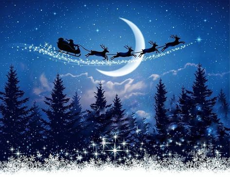 Free Christmas Backgrounds, Christmas Contests, Beautiful Christmas Scenes, Christmas Background Images, Merry Christmas Background, Night Illustration, Christmas Landscape, Xmas Wallpaper, Santa's Sleigh