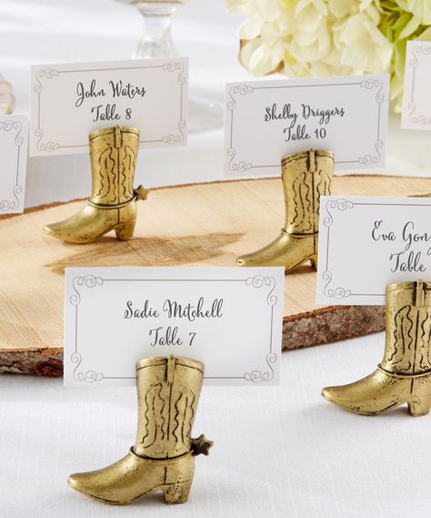 Loving this Cowboy Boot Place Card Holder - Set of 12 on #zulily! #zulilyfinds Cowboy Wedding Decorations, Homemade Wedding Favors, Funky Wedding, Place Card Holders Wedding, Wedding Favors And Gifts, Table Card Holder, Place Card Holder, Cowboy Wedding, Card Table Wedding