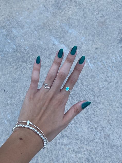 Basic Solid Color Nails, December Nails Solid Color, Nail Color Solid, Green Solid Nails, Nails Acrylic Plain Colors, Cool Toned Nails, Nail Solid Colors, Simple Color Nails, Simple Nail Inspo Almond