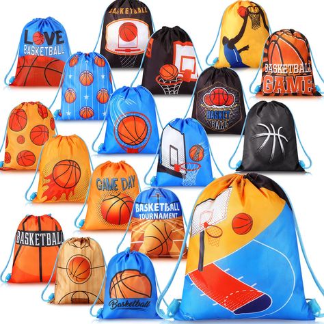 PRICES MAY VARY. Abundant Quantity: you will receive 18 pieces of basketball goodie bags, enough for your daily use and replacement or decorations for the party, and you can share some of them with your family, friends, neighbors or teammates Solid and Reliable: the drawstring party favor bags are mainly made of polyester fabric material, lightweight, hard wearing, safe and washable, which are reusable and portable for offering you a long lasting service life Comfortable to Use: our basketball p Basketball Gym, Bags For Kids, Basketball Party, Drawstring Bags, Bags Travel, Goodie Bags, Party Favor, Gift Bags, Basketball