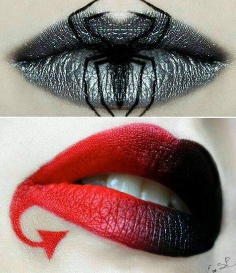 Hallowen Schminke, Halloween Lips, Pelottava Halloween, Maquillage Halloween Simple, Fantasy Make-up, Devil Makeup, Halloweenský Makeup, Halloween Make-up Looks, Holloween Makeup