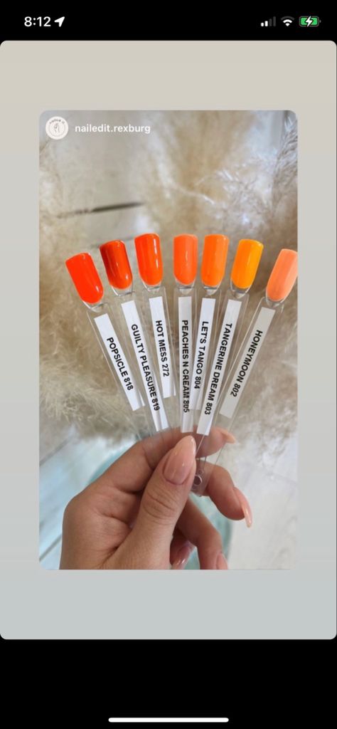 Tangerine Gel Nails, Peach Dnd Gel Nails, Dnd Popsicle, Orange Dreamsicle Nails, Peaches And Cream Nails, Mango Color Nails, Dnd Oranges, Peachy Orange Nails, Tangerine Nails