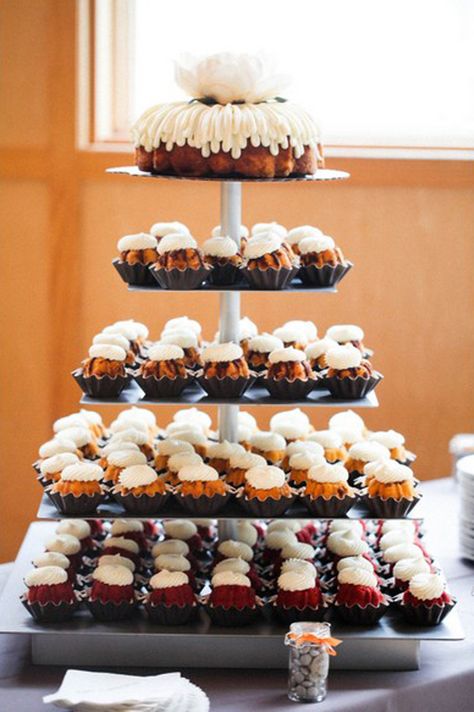 Cupcake Tower Wedding, Wedding Cake Display, Cake Tower, Nothing Bundt, Nothing Bundt Cakes, Purple Wedding Cakes, Temecula California, Wedding Dessert Table, Wedding Cakes With Cupcakes