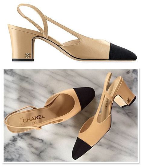 Real vs. Steal ��– Chanel Two-Tone Slingback Pumps | In Their Closet | Bloglovin’ Slingback Chanel, Dr Shoes, Shoe Inspo, Dream Shoes, Replica Handbags, Hermes Bag, Chanel Shoes, Mode Inspiration, Chanel Handbags