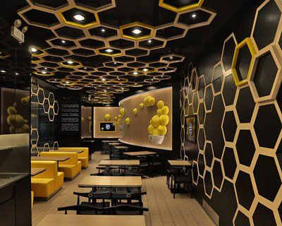 AS design create playful honeycomb restaurant rice home Banquette Restaurant, Restaurant Seating Design, Bistro Interior, Restaurant Seating, Corporate Interiors, Home Bar Furniture, Bar Interior, Coffee Shop Design, Outdoor Restaurant