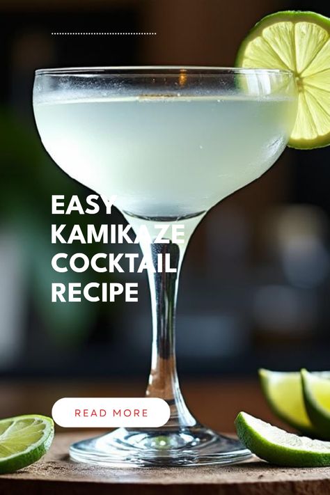 Discover the simple and delightful Kamikaze Cocktail! This refreshing drink combines the perfect zest of vodka, triple sec, and lime juice to create a vibrant cocktail that's both sweet and tart. Ideal for casual gatherings or a night in, this drink captures the essence of fun party vibes just like it did in the 1970s. Enjoy it as a stunning shooter at your next event or sip it leisurely. No fancy bartending skills required - just mix and enjoy your homemade Kamikaze every time! Let's bring this classic back to life! Kamakazi Drink, Easy Vodka Cocktail, Kamikaze Cocktail, Brandy Sour, Amaretto Sour Cocktail, Cozy Cocktails, Vodka Sour, Vodka Cocktails Easy, Lemon Drop Cocktail