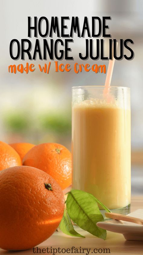 Easily Make an Orange Julius with Vanilla Ice Cream and Orange Juice - use fresh squeezed or bottled juice! Orange Julius Recipe With Ice Cream, Orange Julius Smoothie Recipe, Cocnut Milk, Orange Julius Smoothie, Fresh Squeezed Orange Juice, Orange Julius Recipe, Orange Juice Drinks, Ice Cream Smoothie, Orange Julius