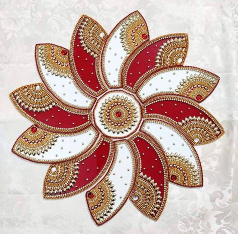 Once you place the order, we will reach out to check which two Rangoli you would like to pick. Pre-made floor Rangoli that gives an authentic Indian touch to your home decor. It can also be used as a wall art. Handcrafted on a base that is made out of acrylic. Each of these are decorated with beads, artificial diamonds and handcrafted artwork. It can be used for indoor or outdoor home decor. Ideal for house warming, birthday and wedding gifts. Candles are not included along with the product. Artificial Rangoli Designs, Rangoli Designs 3d, Kundan Rangoli Designs, Aari Drawing, Hanging Decorations Diy, Lipan Art, Deer Coloring Pages, Tassels Designs, Kundan Rangoli