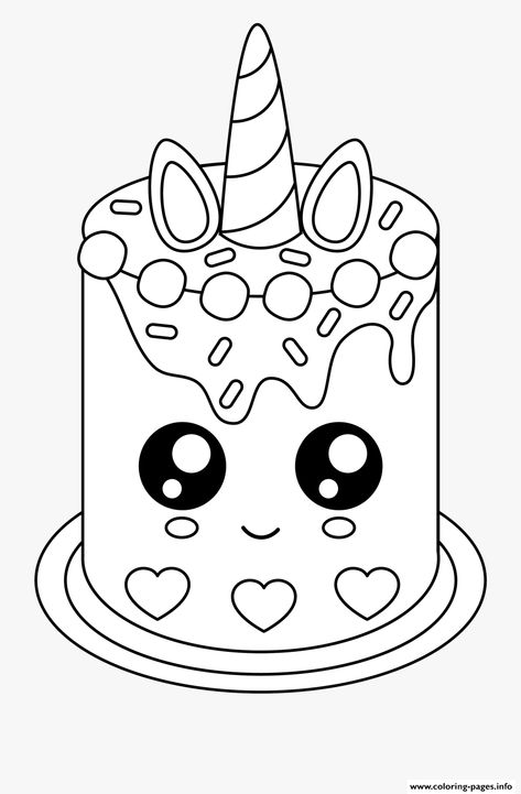 Print easy cake unicat coloring pages Cake Coloring Pages, So Cute Images, Cake Coloring, Cupcake Coloring Pages, Paper Squishy, Food Coloring Pages, Birthday Coloring Pages, Unicorn Printables, Unicorn Colors