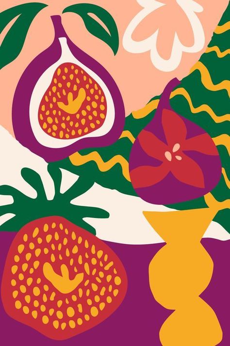 Illustration Art Pattern, Fruit And Vegetable Illustration, Abstract Fruit Illustration, Abstract Fruit Art, Figs Illustration, Abstract Fruit Painting, Fruit Illustration Design, Fruit Illustration Art, Fruit Pattern Illustration