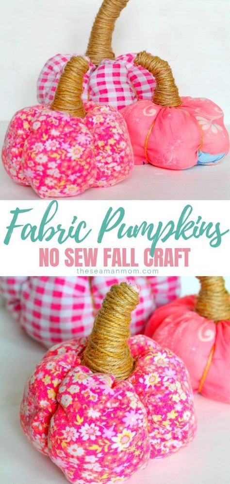 Fabric Pumpkins No Sew, Fall Crafts To Make, Diy Fabric Pumpkins, Creative Fabric, Fabric Crafts Diy, Diy Fabric Crafts, Easy Fall Crafts, Sell Diy, Diy Pumpkin