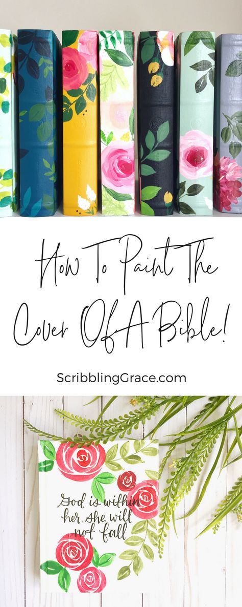 The Bible is filled with so much beauty and power, but for most bibles, that inner beauty of the scripture just doesn't match on the outside! So in this tutorial, I'll walk you through everything you need to know to paint the cover of your Bible (or favorite book). How to DIY painted bible cover! Bible Verse Crafts Diy, Bible Decorations Ideas, Bible Decorating, Painted Bible Cover, Book Paintings, Hand Painted Bible Cover, How To Paint Rocks, Bible Lettering, Painted Bible