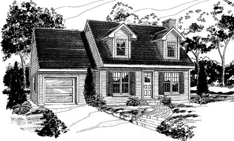 Starter House Floor Plans, Cape House Plans, Turkey House, Vintage Blueprints, Small Colonial, House Reference, Cape Cod House Plans, Hand Sketches, Colonial Style House