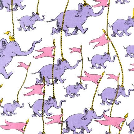 Dr Seuss Oh the Places You'll Go quilt or craft by fabricshoppe, $9.50 Nursery Planning, Purple Elephant, Elephant Parade, Indie Sewing Patterns, Robert Kaufman Fabrics, Blue Elephants, Wine Bottle Crafts, Pretty Prints, Robert Kaufman