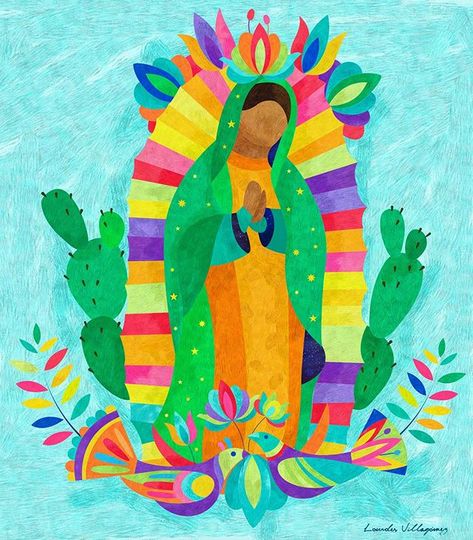 Lourdes Villagomez (@lourdes_villagomez) • Instagram photos and videos Virgin Mary Art, Mexican Culture Art, Jesus Art, Art Pop, Catholic Art, Mexican Art, Painting Art Projects, Mexican Folk Art, Sacred Art