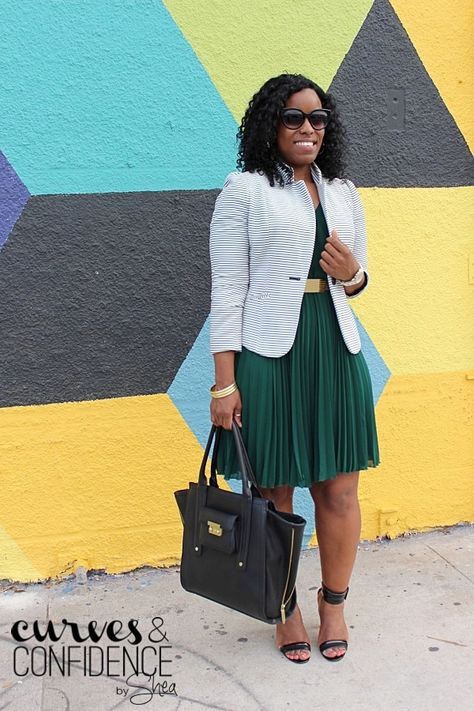 Sweet Pleats Summer Interview Outfit, Blazer And Dress, Agatha Raisin, Curves And Confidence, Fashionable Work Outfit, Corporate Dress, Church Outfit, Church Fashion, Stylish Work Attire