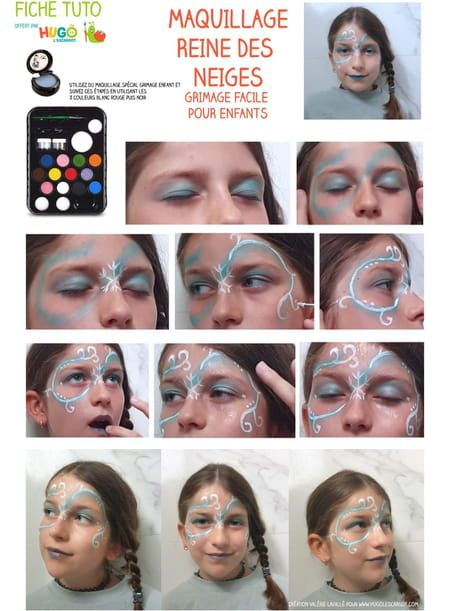 fiche récap tuto maquillage reine des neiges enfant grimage Face Painting, Sofia, Frozen