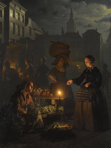 Petrus van Schendel DUTCH A MOONLIT VEGETABLE MARKET Estimate   100,000 — 150,000  GBP Petrus Van Schendel, Vegetable Market, Arte Van Gogh, Dutch Painters, European Paintings, Classic Paintings, A4 Poster, Night Painting, Old Paintings