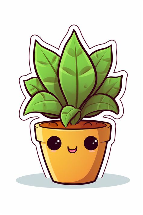 Cute Sticker Design, Cactus Cartoon, Cartoon Leaf, Plant Cartoon, Pencil Drawings For Beginners, Fruit Cartoon, Avengers Art, Black Paper Drawing, Cute Laptop Stickers