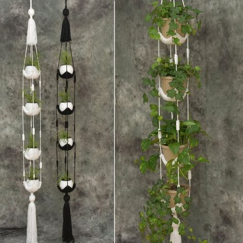 Multiple plants holder macrame plant hanger 4-tier floating | Etsy Wall Mount Planter, Shelves Plant, Plants Holder, Root Cellars, Vertical Garden Planters, Homemade Kombucha, Indoor Plant Wall, Wall Mounted Planters, Plant Accessories