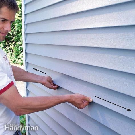 vinyl siding will pop and crackle with every change of sunlight and temperature if nailed incorrectly. Diy Siding, Replacing Vinyl Siding, Vinyl Siding Repair, Garage Door Bottom Seal, Vinyl Siding Installation, Siding Repair, Vinyl Replacement Windows, Roofing Nails, Door Weather Stripping