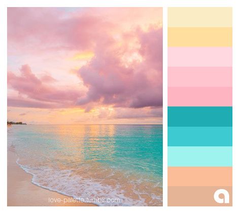 Palettes of life. Love of color. Hues of feelings. Colors are everywhere! I just follow them! I find pretty pictures on the internet and get inspired. I use Photoshop to handpick the color palettes. Beach Sunset Color Palette, Summer Pallet, Ocean Color Palette, Color Palets, Beach Color Palettes, Sunset Color Palette, Sunrise Colors, Color Catalog, Color Dream