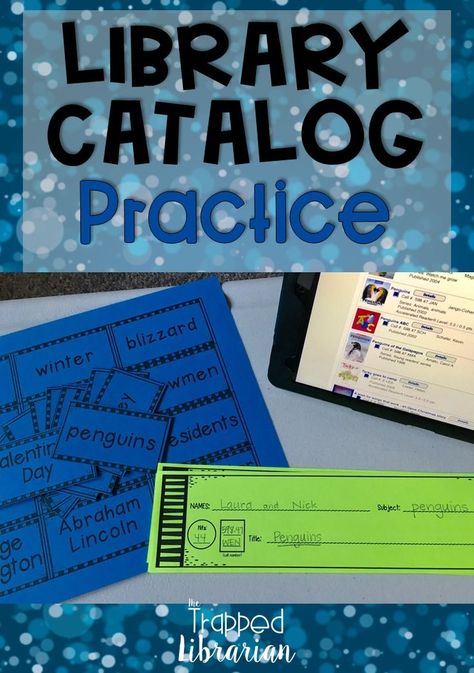 Make your library catalog practice fun and engaging with these ideas for your elementary school library.  Activities work with Follett Destiny Library Catalog and other library catalog systems. #thetrappedlibrarian #librarycatalog Library Elementary Ideas, Library Centers Elementary, January Library Lessons, Elementary School Library Activities, Library Activities Elementary, Library Lesson Plans Elementary Free, Elementary School Library Design, Library Media Specialist Elementary, Library Orientation Elementary