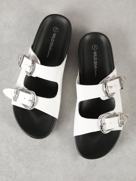 Shop Double Buckle Strap Flatform Sandal online. SheIn offers Double Buckle Strap Flatform Sandal & more to fit your fashionable needs. Double Strap Beach Slides For Summer, Black Double Strap Casual Slides, Black Buckle Sandals For Streetwear, Black Sandals With Buckle Closure For Streetwear, Shoe Slippers, Double Buckle Sandals, Sandal Online, Home Slippers, Fashion Slippers