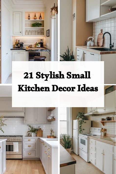 Discover creative and practical small kitchen ideas to maximize your space and style with our small kitchen decor inspiration. Whether you're looking to give your compact kitchen a stylish makeover or seeking smart small kitchen organization solutions, we've got you covered. From ingenious storage hacks to clever design tricks, elevate the heart of your home with our expert tips for small kitchen remodel projects. Let's turn your tiny cooking space into a functional and fabulous area that you'll Small Kitchen Rental Ideas, Small Kitchen Without Window, Small Kitchen Organization Ideas Space Saving, Apartment White Kitchen, Rowhome Kitchen, Extra Small Kitchen Ideas, Kitchen Without Window, Small Kitchen Cabinets Ideas, Small Kitchen Counter Decor