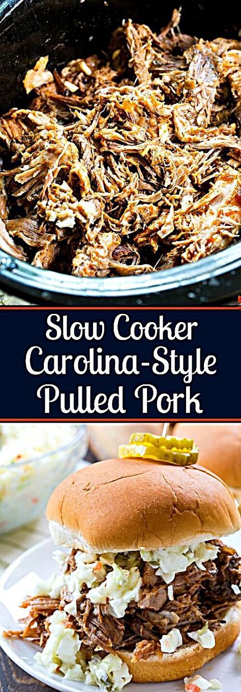 Carolina Style Pulled Pork, Vinegar Based Bbq Sauce, Pulled Pork Crock, Bbq Pulled Pork Slow Cooker, Slow Cooked Pulled Pork, Pork Crockpot Recipes, Crockpot Pulled Pork, Slow Cooker Tacos, Slow Cooker Pulled Pork