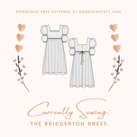 MDF237 - The Bridgerton Dress - Mood Sewciety Bridgerton Diy, Mood Sewciety, Coat Pattern Sewing, Free Sewing Patterns, Free Sewing Pattern, Pattern Ideas, French Seam, Dress Sewing, Dress Sewing Pattern